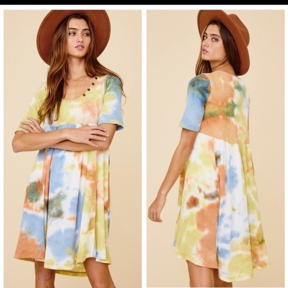 Host pic 3x🔥🔥Ces Femme tye dye tunic dress, new med - Picture 2 of 2